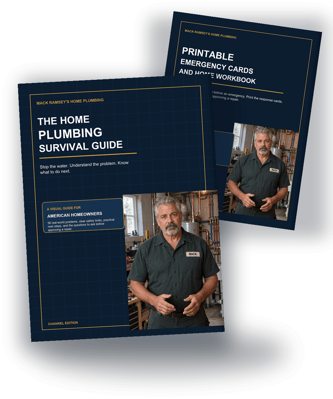 The Home Plumbing Survival Guide book with the printable emergency workbook