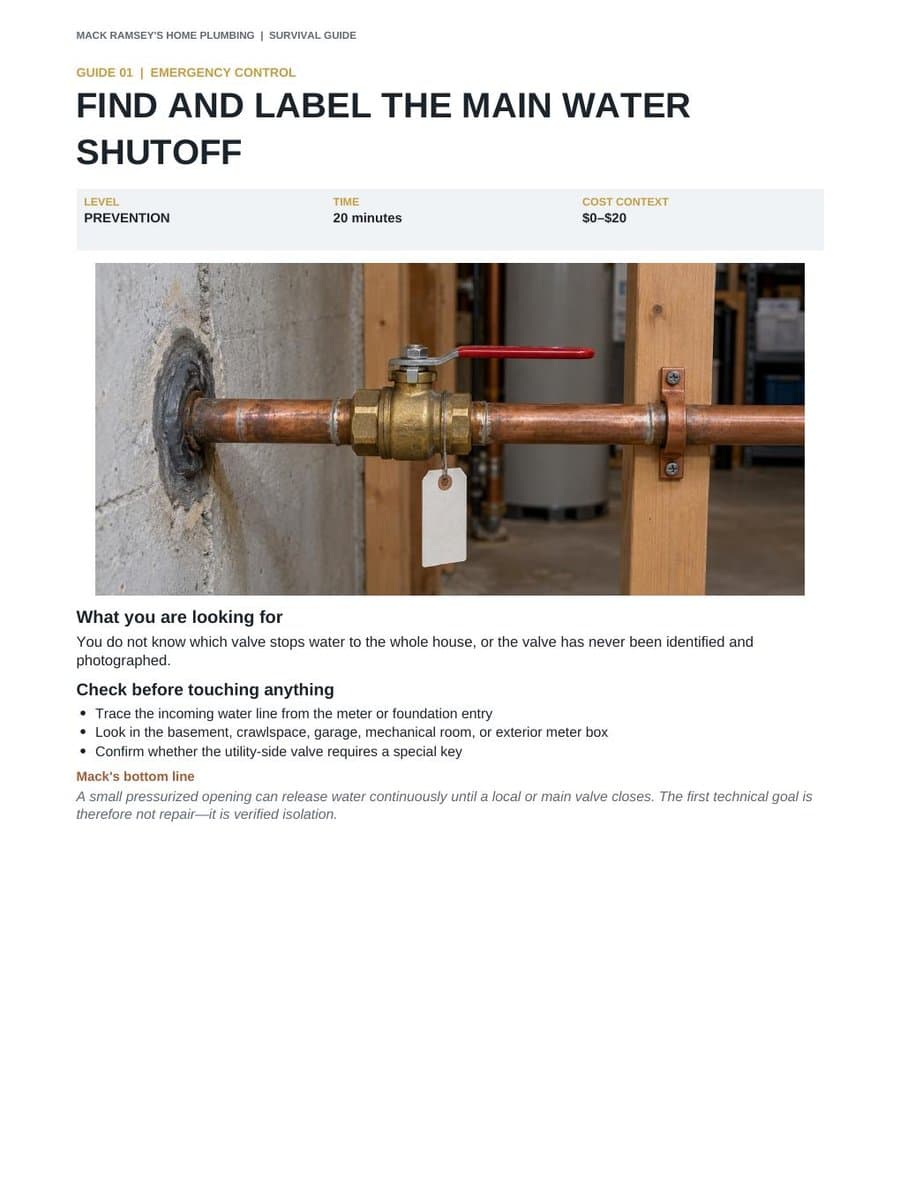 Find & Label the Main Water Shutoff